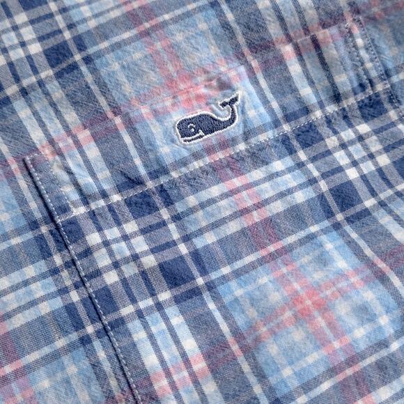 Vineyard Vines Men’s Shirt Nautical Preppy Coastal Blue Plaid Cotton Size XL - Picture 6 of 7
